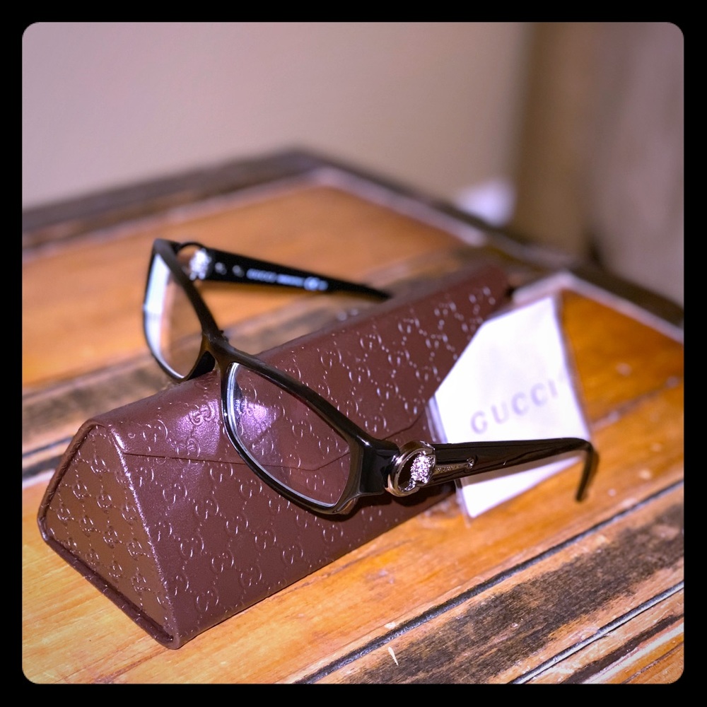 Gucci Black w Silver Logo Prescription Glasses